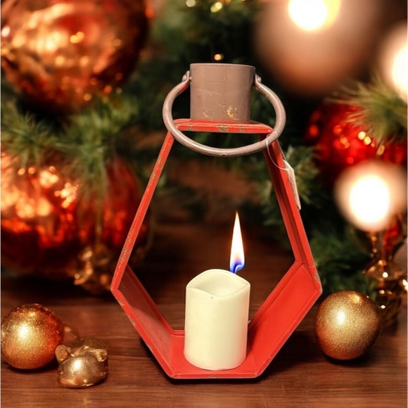 Red Geometric Hanging Planter/Candle Holder - Picture 3 of 6